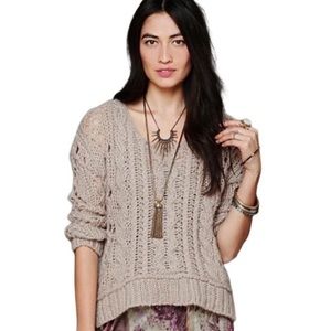 Free People Fluff Open Knit Tan Sweater Size XS